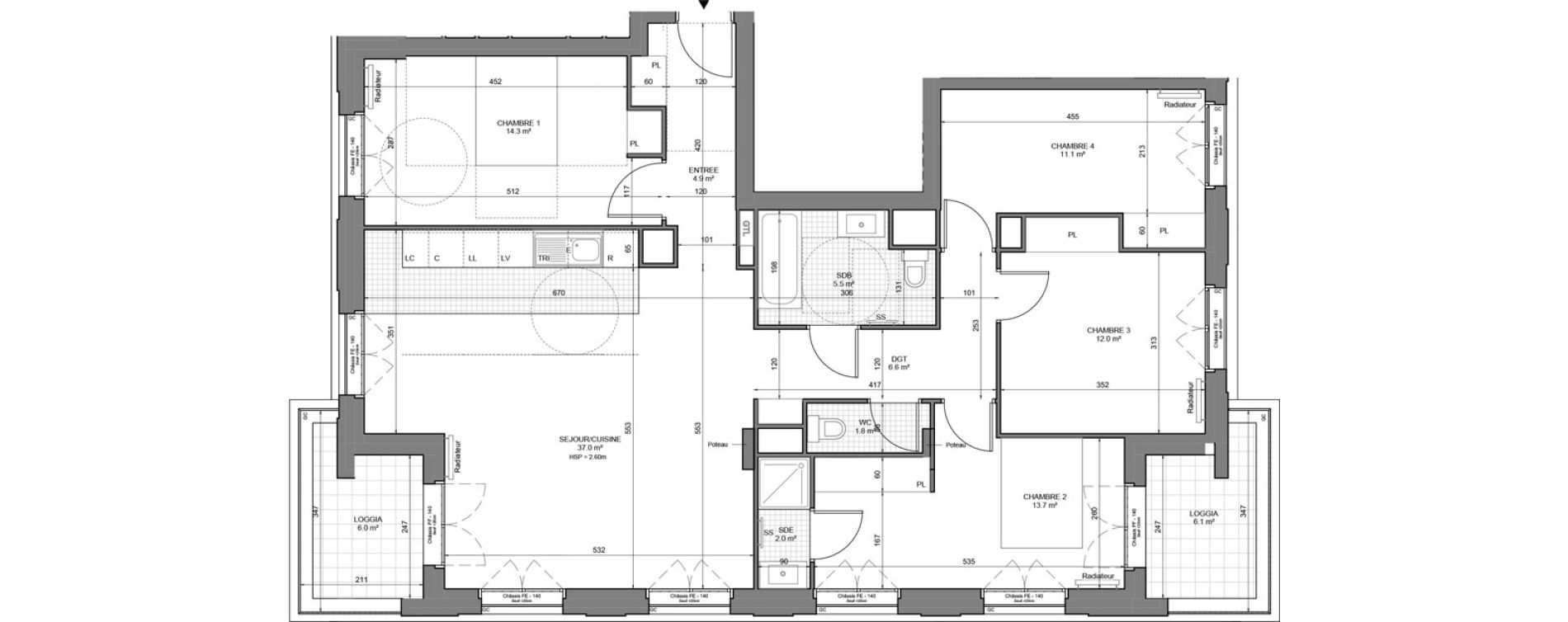 Appartement T5 de 108,90 m2 &agrave; Gennevilliers Sud chanteraines