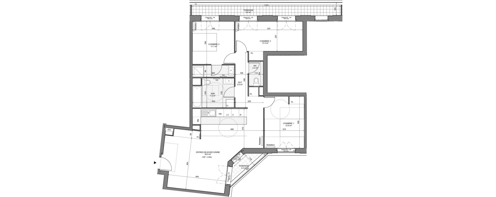 Appartement T4 de 92,70 m2 &agrave; Gennevilliers Sud chanteraines