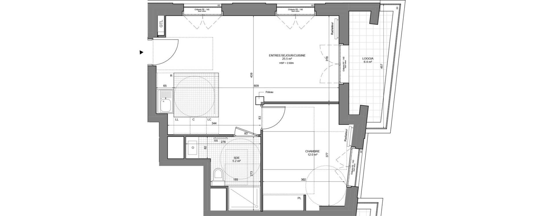 Appartement T2 de 42,80 m2 &agrave; Gennevilliers Sud chanteraines