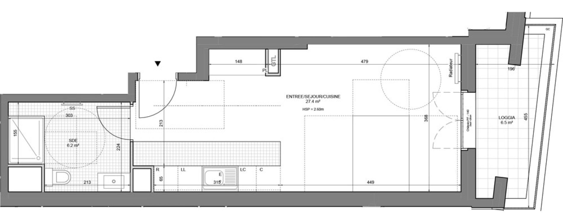 Studio de 33,60 m2 &agrave; Gennevilliers Sud chanteraines