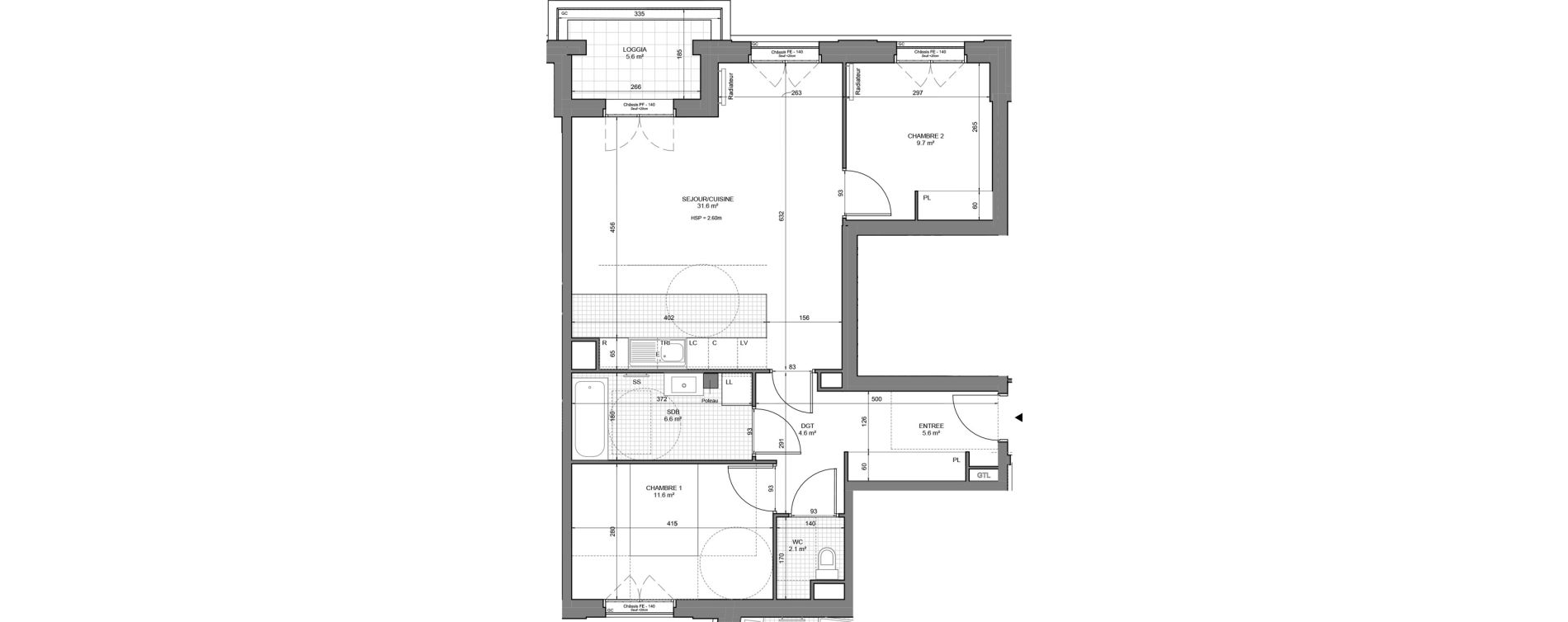 Appartement T3 de 71,90 m2 &agrave; Gennevilliers Sud chanteraines