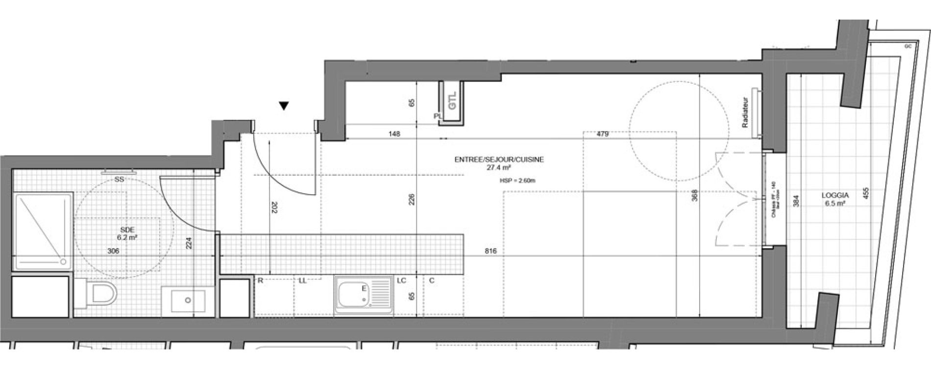 Studio de 33,60 m2 &agrave; Gennevilliers Sud chanteraines