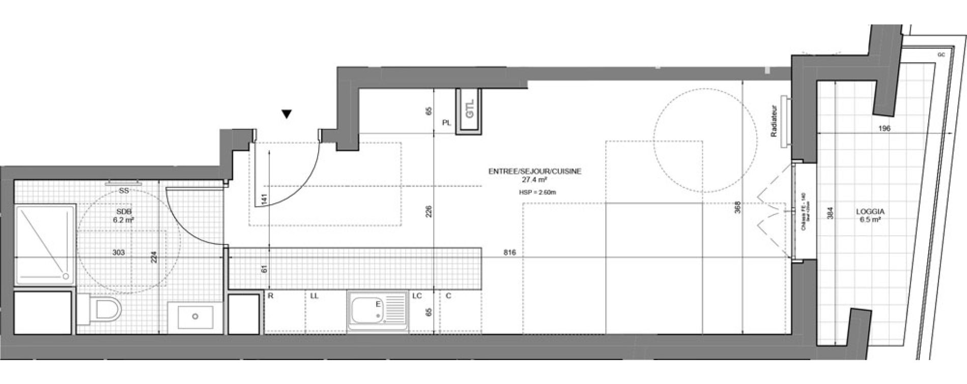 Studio de 33,60 m2 &agrave; Gennevilliers Sud chanteraines