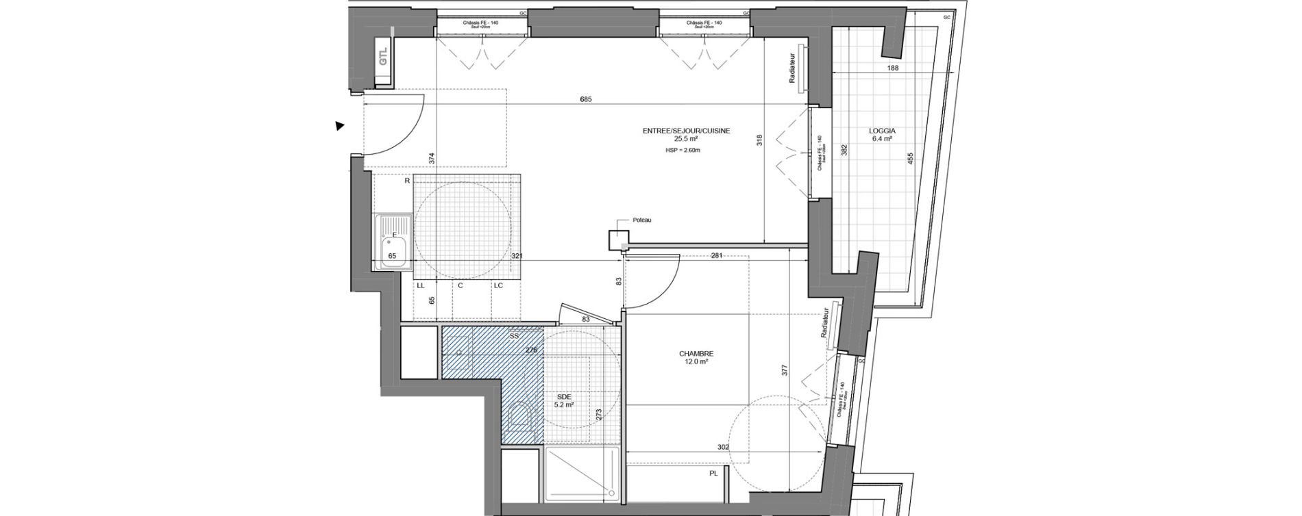 Appartement T2 de 42,80 m2 &agrave; Gennevilliers Sud chanteraines