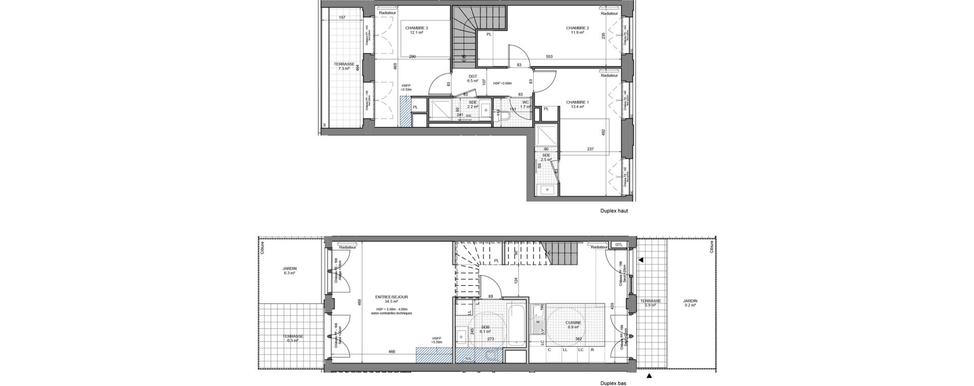 Duplex T4 de 99,90 m2 &agrave; Gennevilliers Sud chanteraines