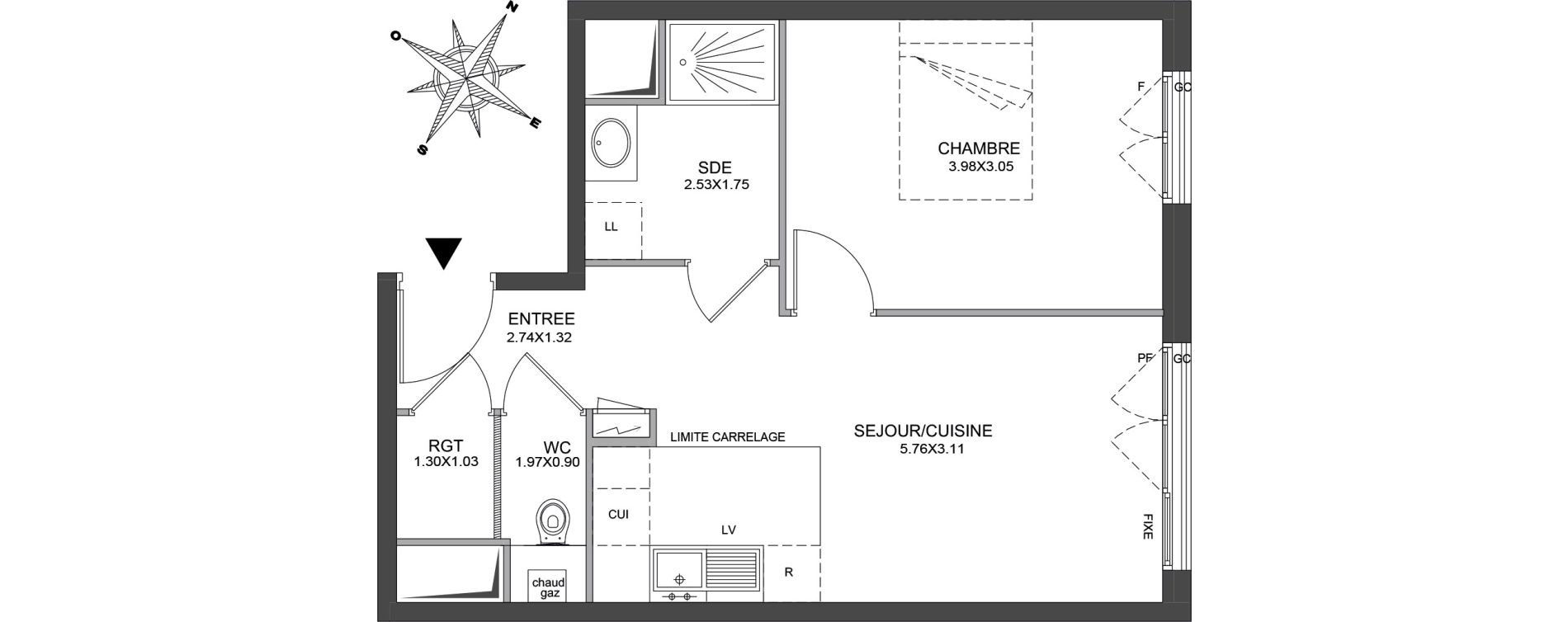 Appartement T2 de 41,14 m2 &agrave; Issy-Les-Moulineaux Centre