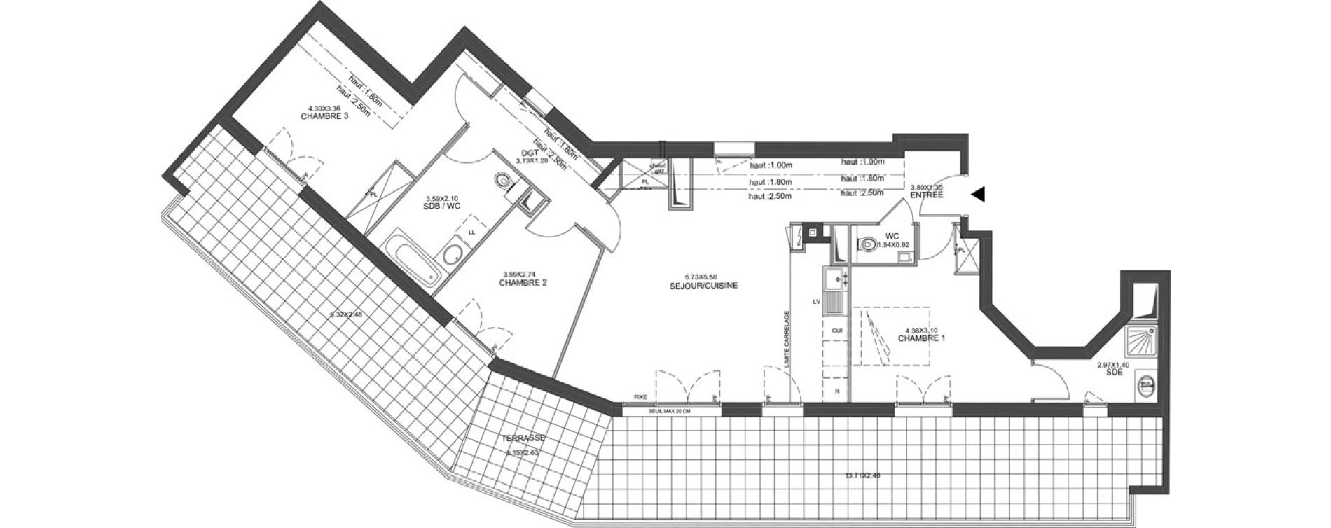 Appartement T4 de 91,97 m2 &agrave; Issy-Les-Moulineaux Centre