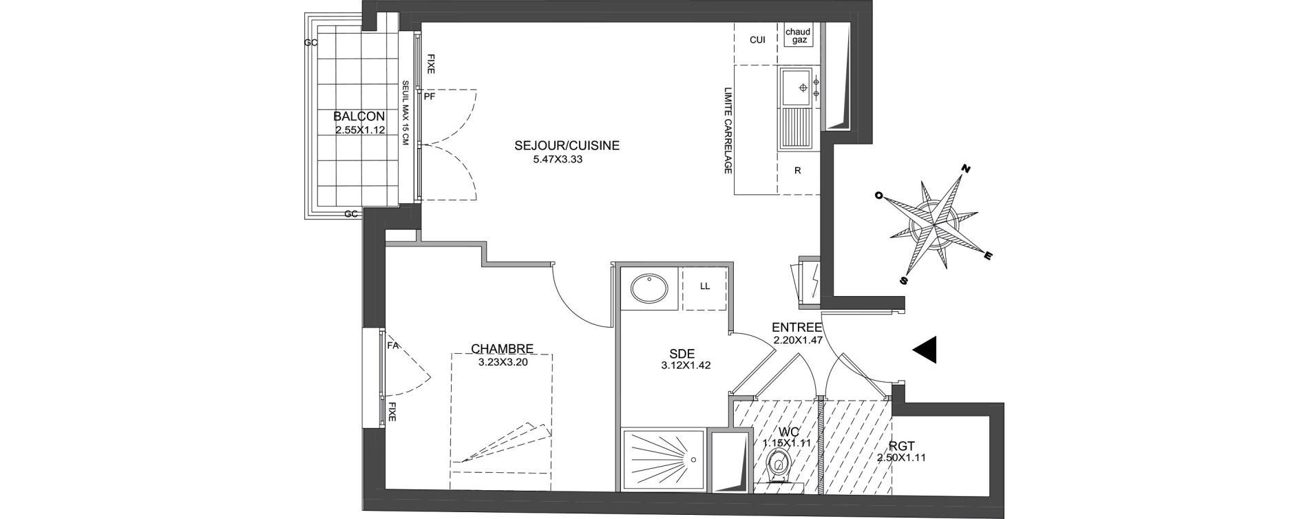 Appartement T2 de 40,25 m2 &agrave; Issy-Les-Moulineaux Centre
