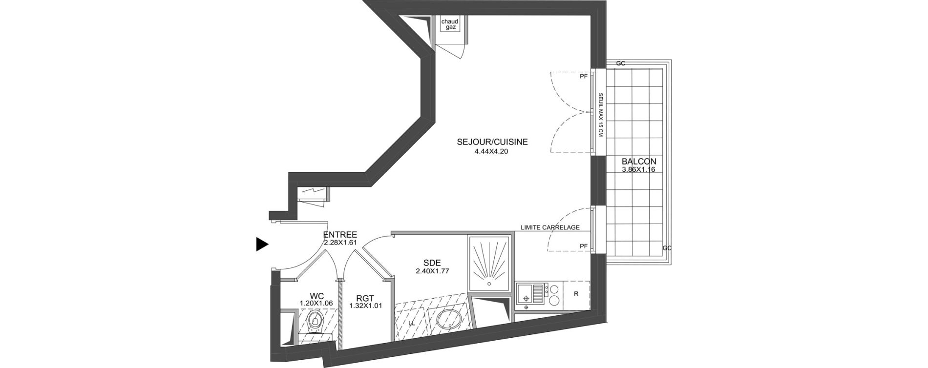 Appartement T1 de 29,15 m2 &agrave; Issy-Les-Moulineaux Centre