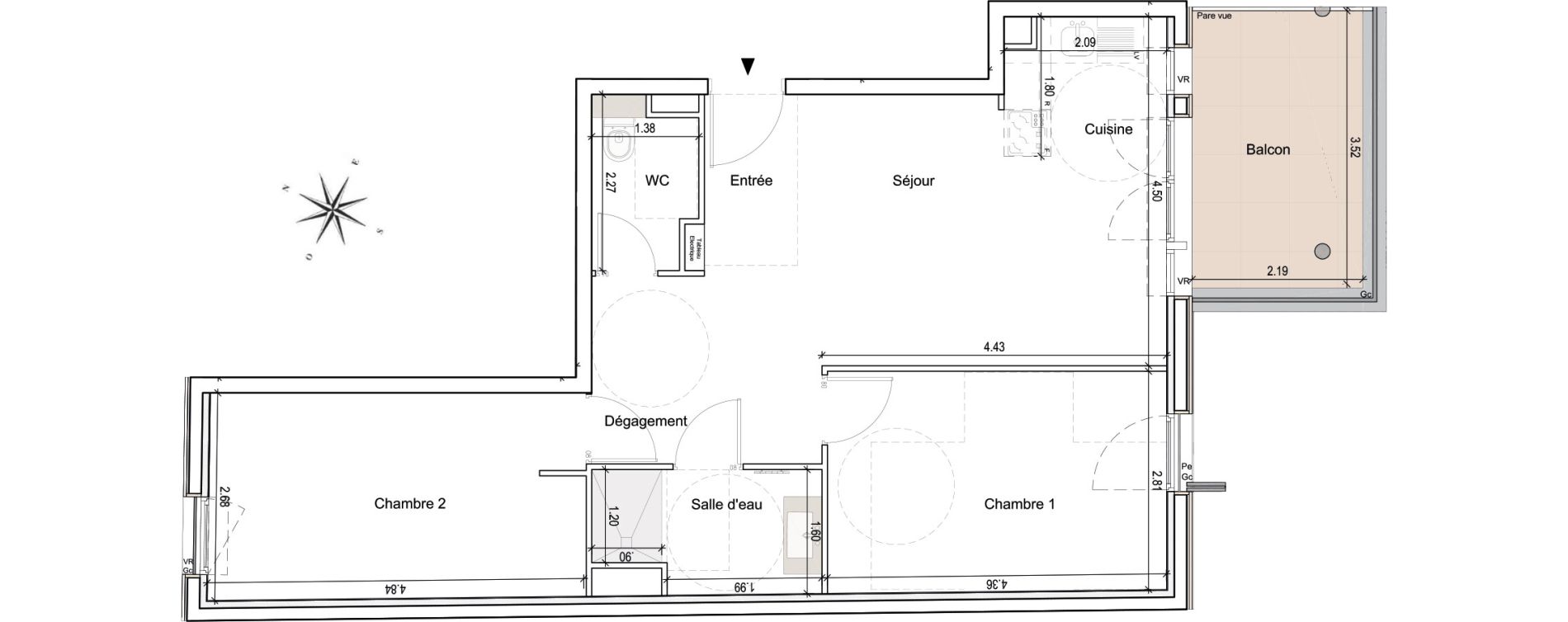 Appartement T3 de 60,49 m2 à Issy-Les-Moulineaux Parc henri barbusse
