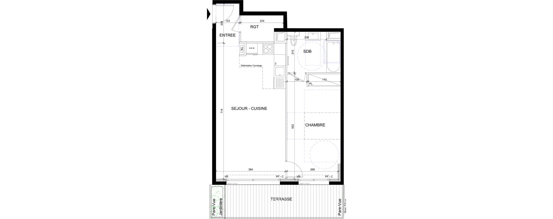 Appartement T2 de 52,63 m2 &agrave; Issy-Les-Moulineaux Jules guesde - mont&eacute;zy