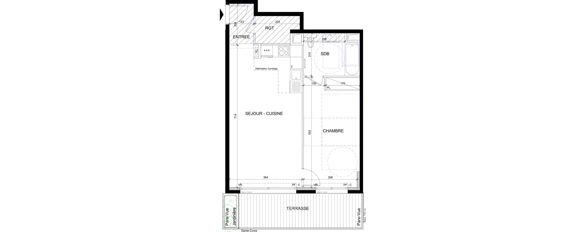 Appartement T2 de 52,63 m2 &agrave; Issy-Les-Moulineaux Jules guesde - mont&eacute;zy