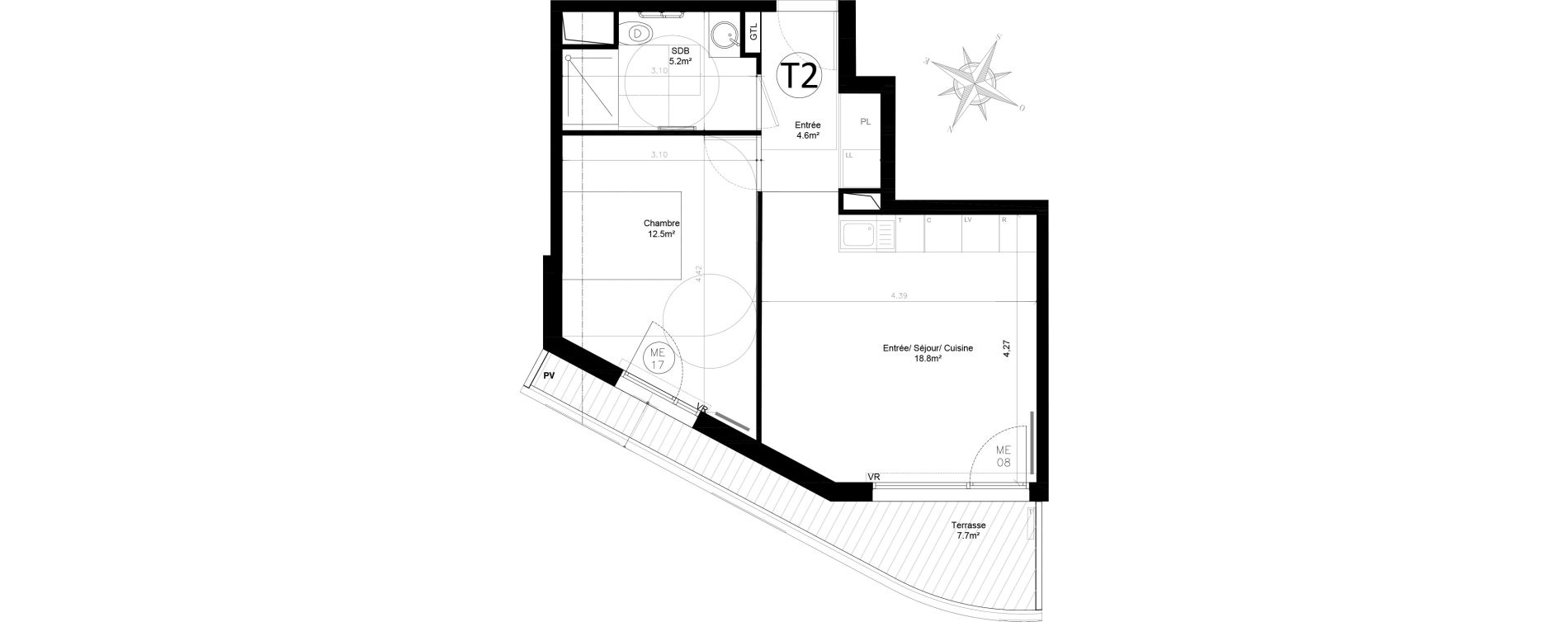 Appartement T2 de 41,10 m2 &agrave; Issy-Les-Moulineaux Chemin des vignes