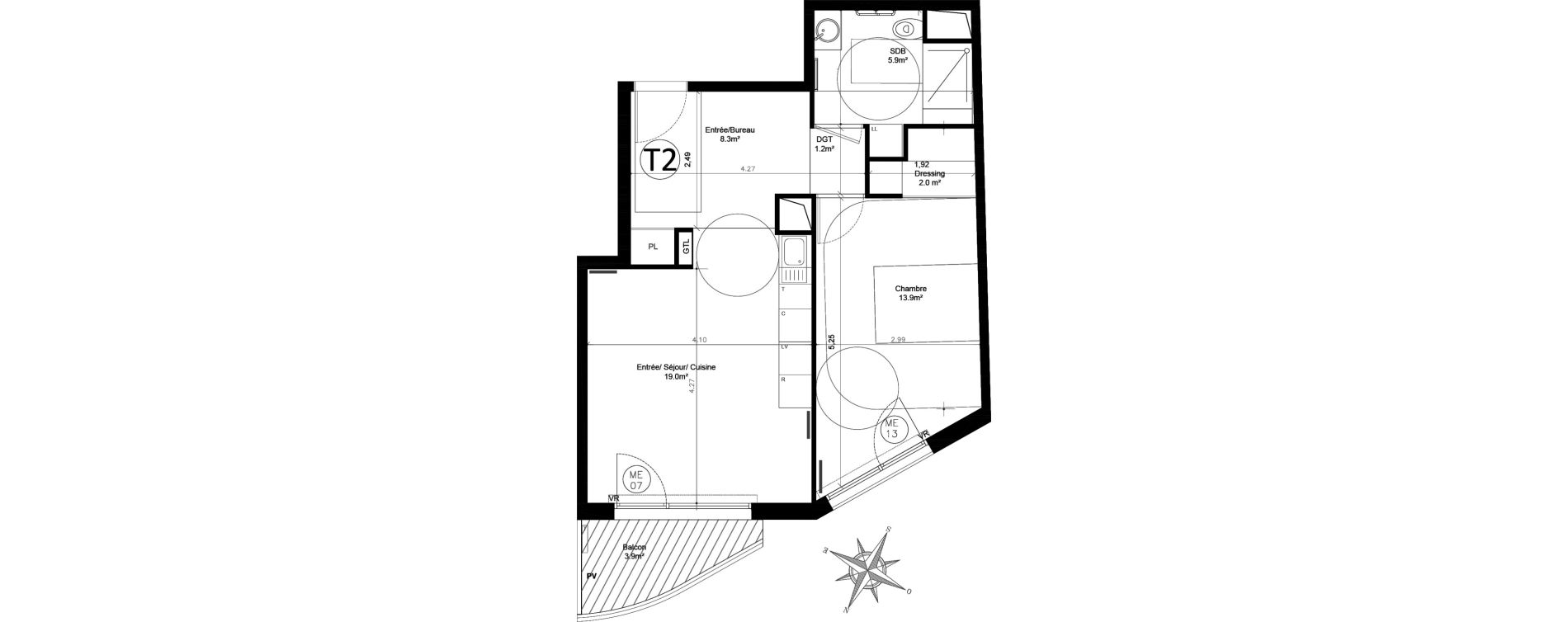 Appartement T2 de 50,10 m2 &agrave; Issy-Les-Moulineaux Chemin des vignes