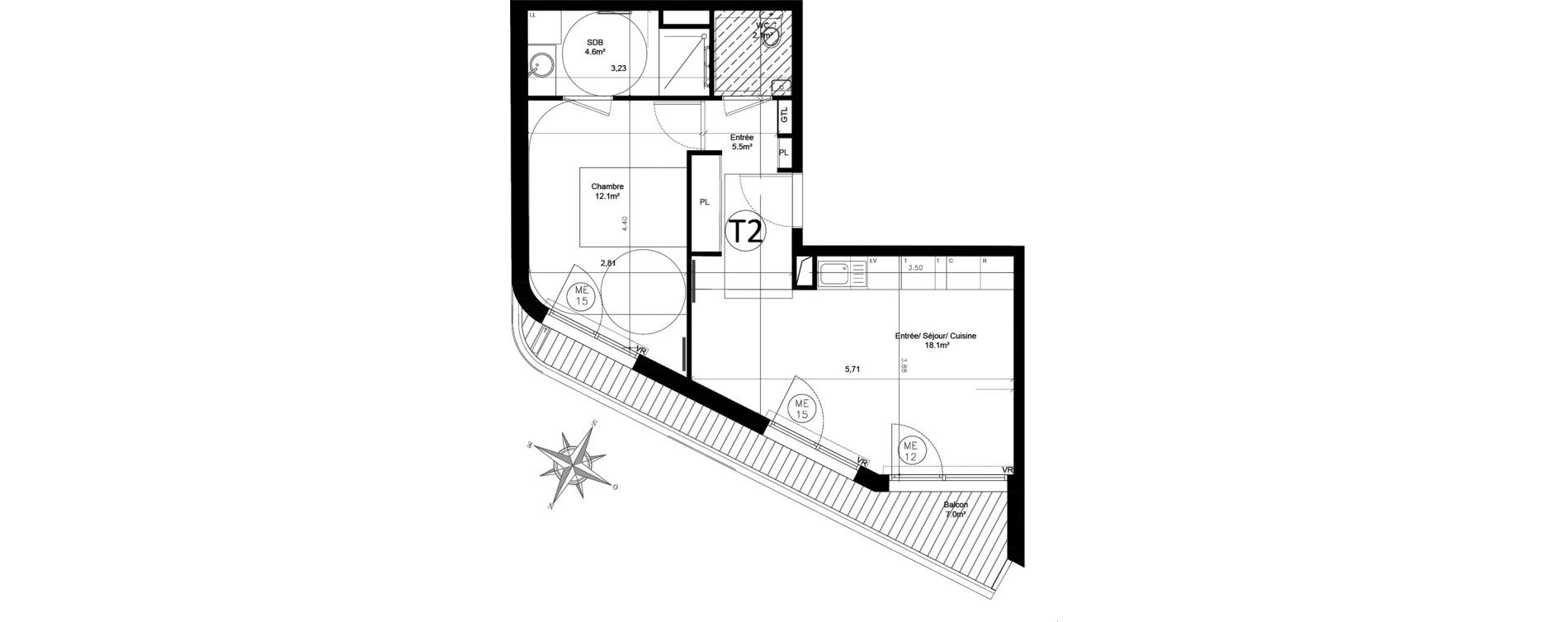 Appartement T2 de 42,40 m2 &agrave; Issy-Les-Moulineaux Chemin des vignes