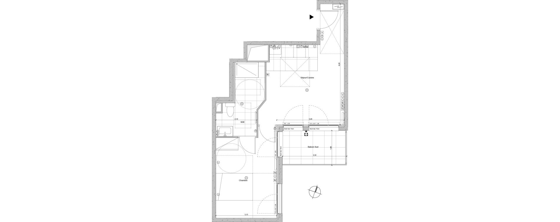 Appartement T2 de 39,94 m2 &agrave; La Garenne-Colombes G&eacute;n&eacute;ral leclerc