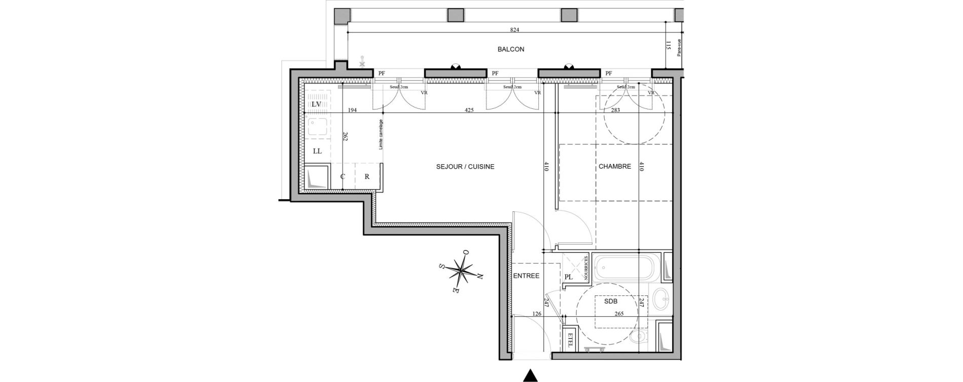 Appartement T2 de 40,54 m2 au Plessis-Robinson Hachette
