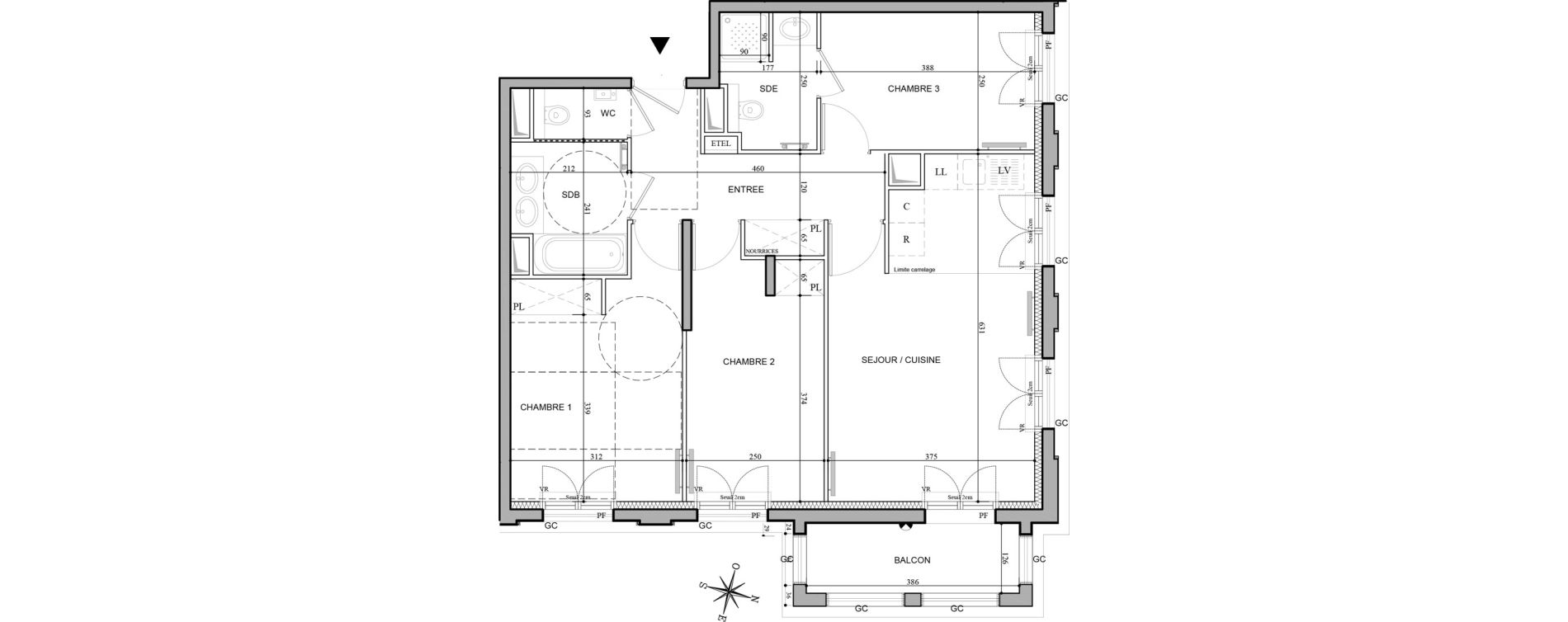 Appartement T4 de 74,74 m2 au Plessis-Robinson Hachette