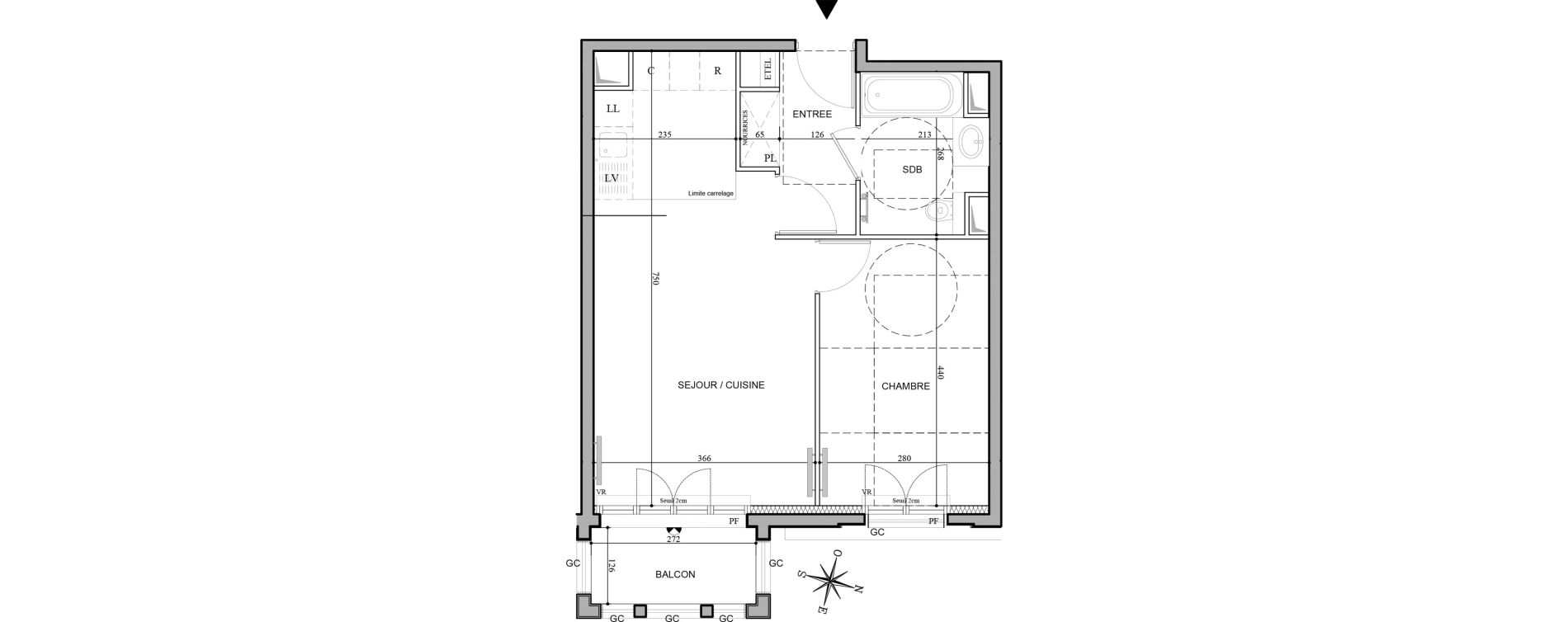 Appartement T2 de 45,75 m2 au Plessis-Robinson Hachette