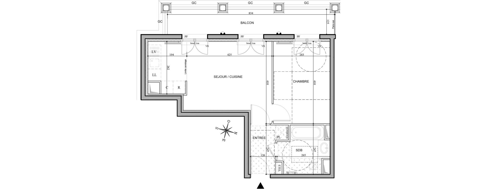 Appartement T2 de 40,54 m2 au Plessis-Robinson Hachette