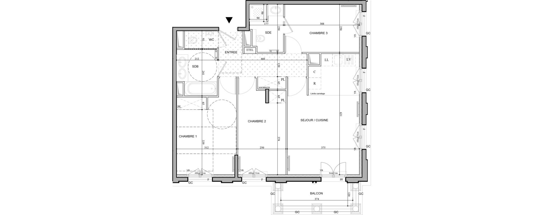 Appartement T4 de 74,82 m2 au Plessis-Robinson Hachette