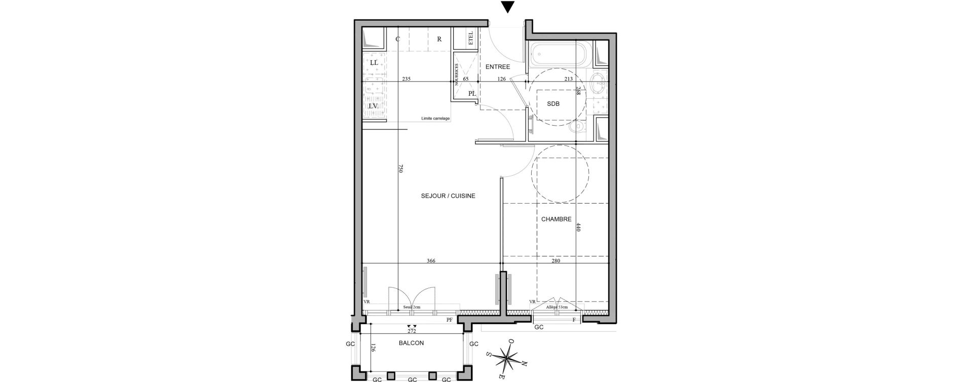 Appartement T2 de 45,63 m2 au Plessis-Robinson Hachette