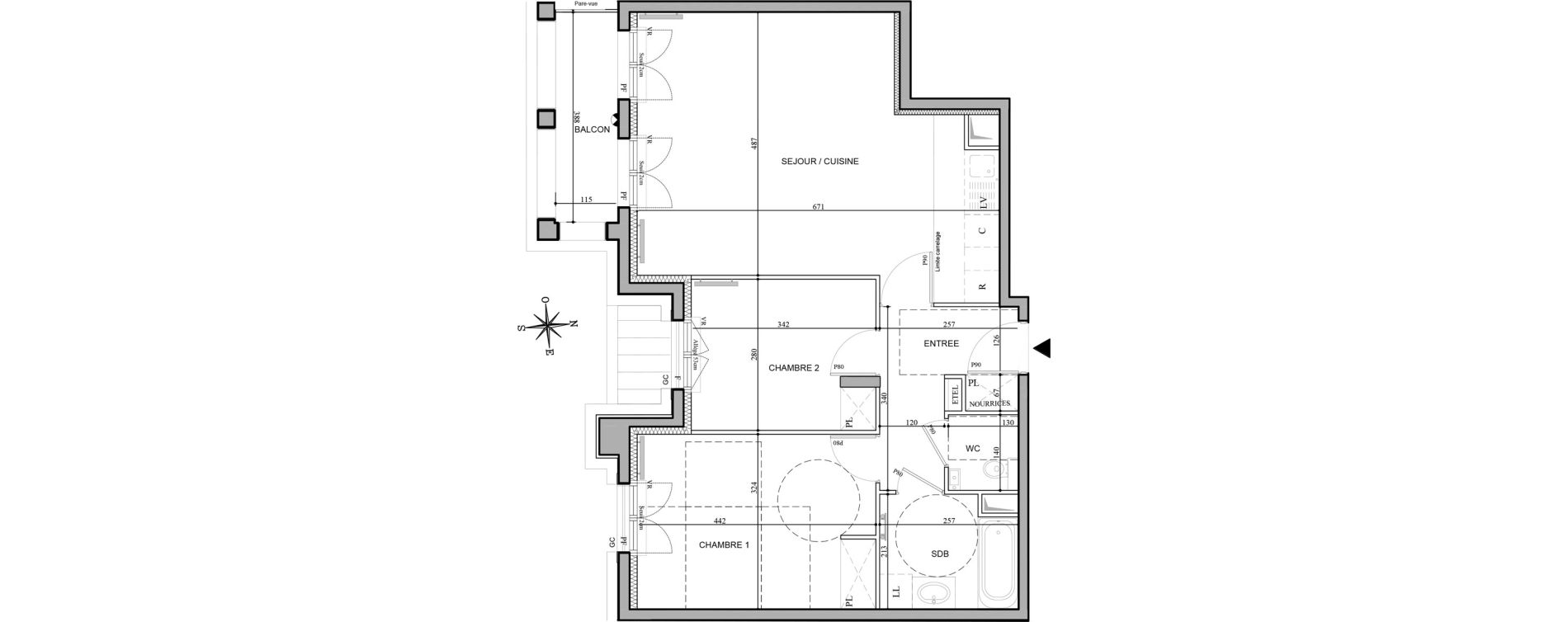 Appartement T3 de 66,88 m2 au Plessis-Robinson Hachette