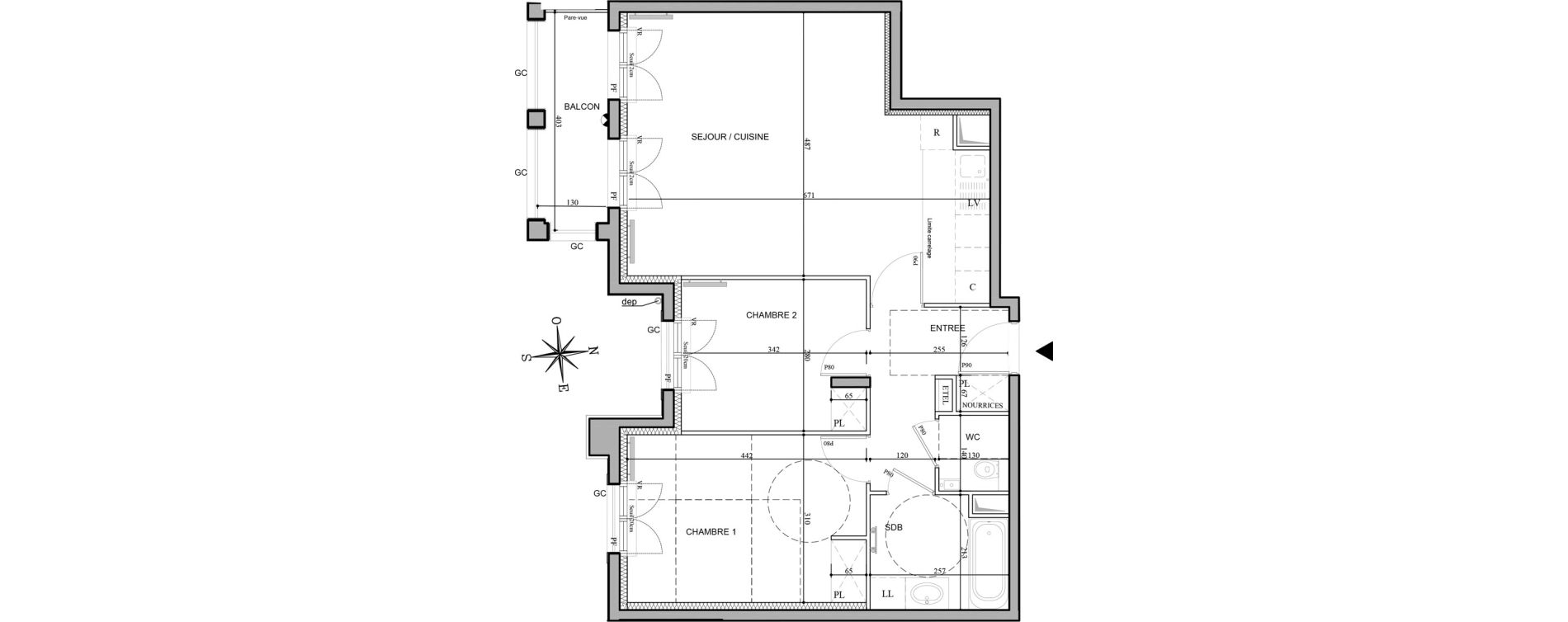 Appartement T3 de 66,23 m2 au Plessis-Robinson Hachette
