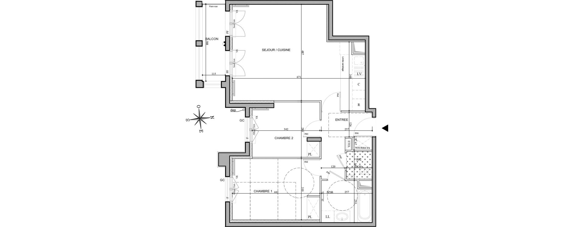 Appartement T3 de 65,91 m2 au Plessis-Robinson Hachette