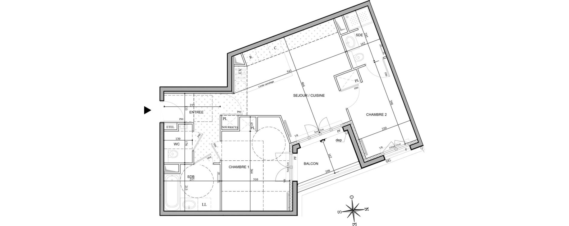 Appartement T3 de 59,78 m2 au Plessis-Robinson Hachette