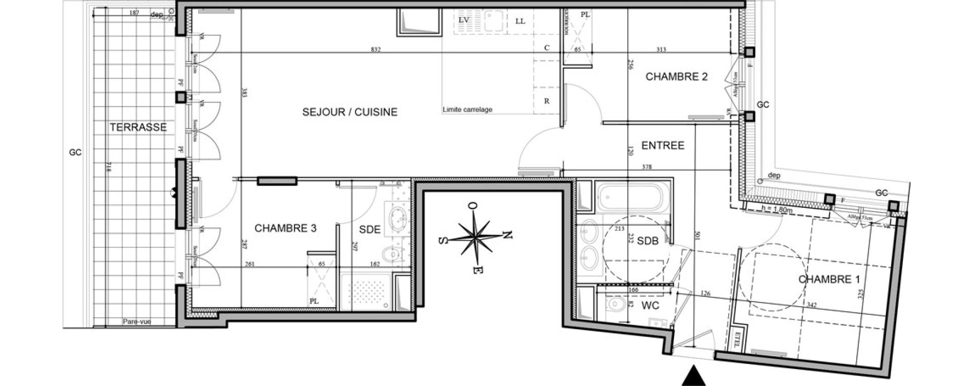 Appartement T4 de 82,60 m2 au Plessis-Robinson Hachette