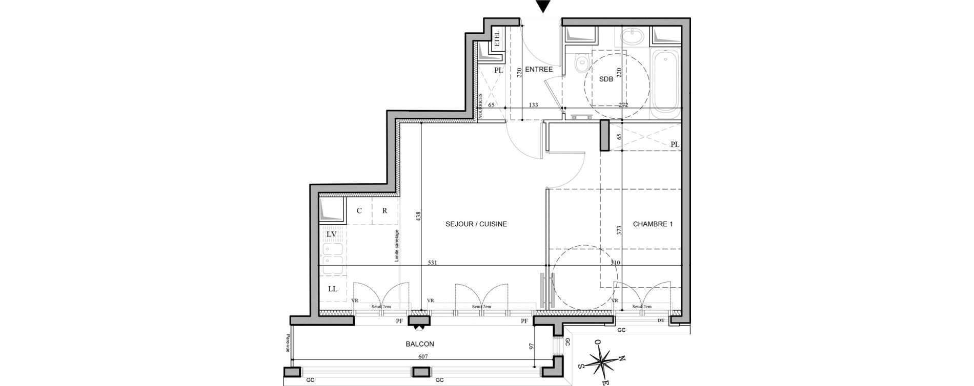 Appartement T2 de 42,06 m2 au Plessis-Robinson Hachette