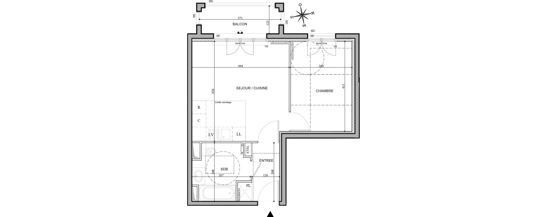 Appartement T2 de 41,27 m2 au Plessis-Robinson Hachette
