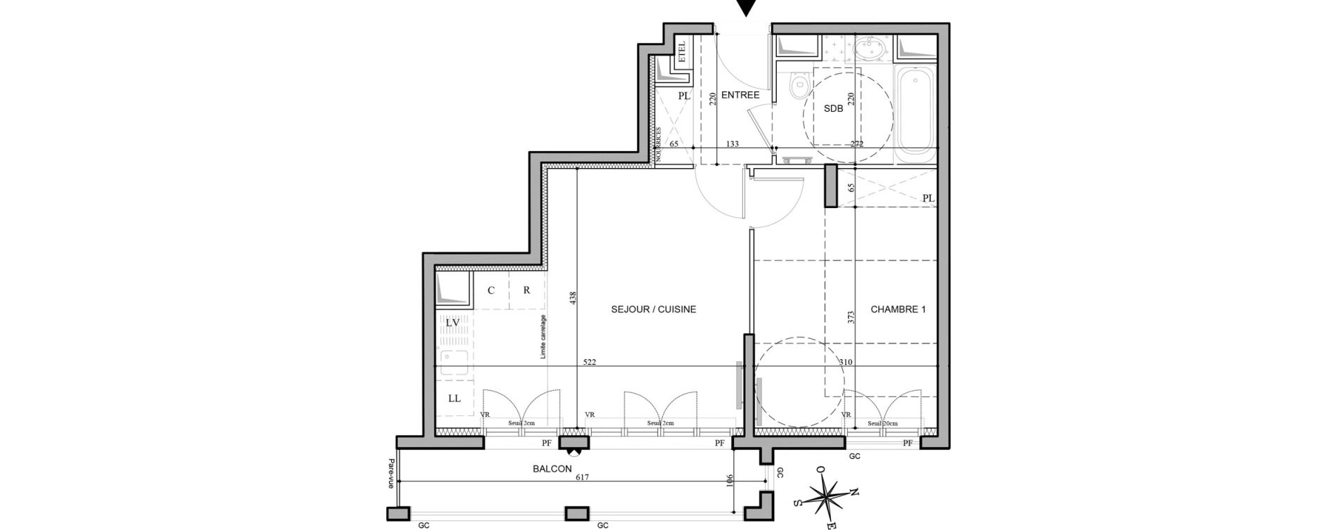 Appartement T2 de 41,92 m2 au Plessis-Robinson Hachette
