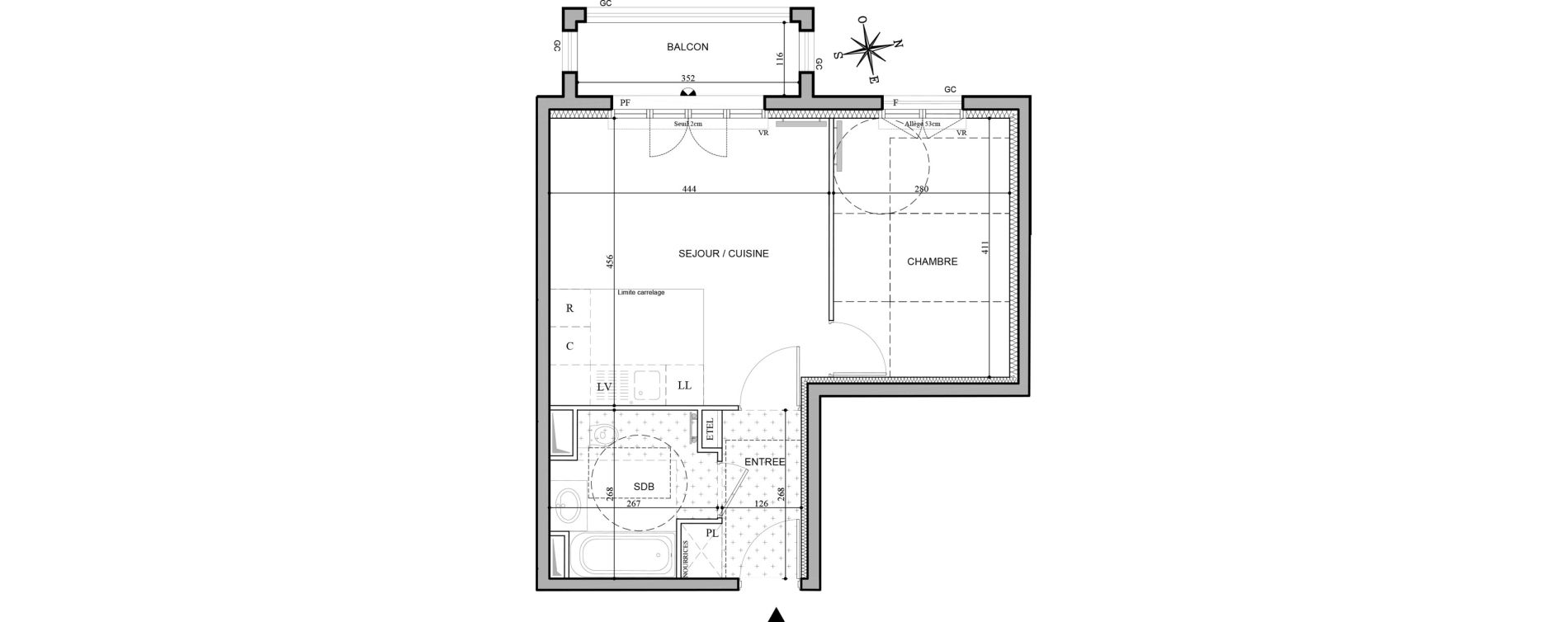 Appartement T2 de 41,27 m2 au Plessis-Robinson Hachette