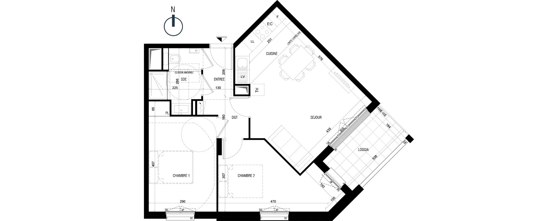 Appartement T3 de 57,50 m2 au Plessis-Robinson Ilot du ponant