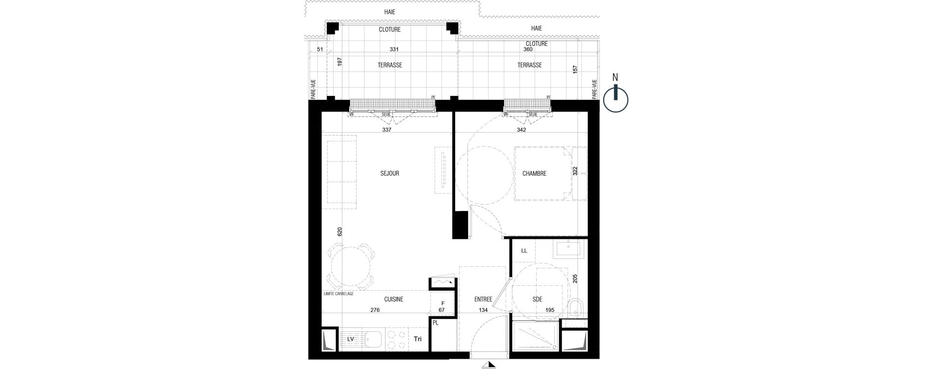 Appartement T2 de 40,30 m2 au Plessis-Robinson Ilot du ponant