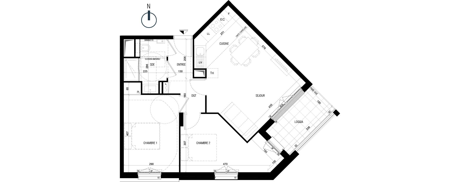 Appartement T3 de 57,50 m2 au Plessis-Robinson Ilot du ponant