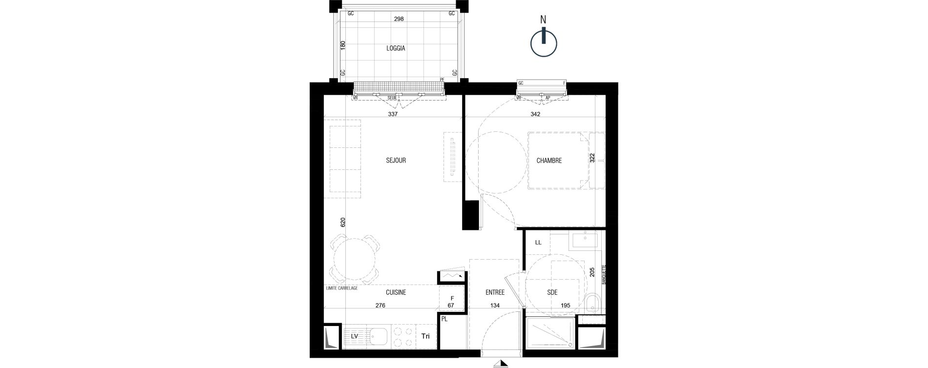 Appartement T2 de 40,30 m2 au Plessis-Robinson Ilot du ponant