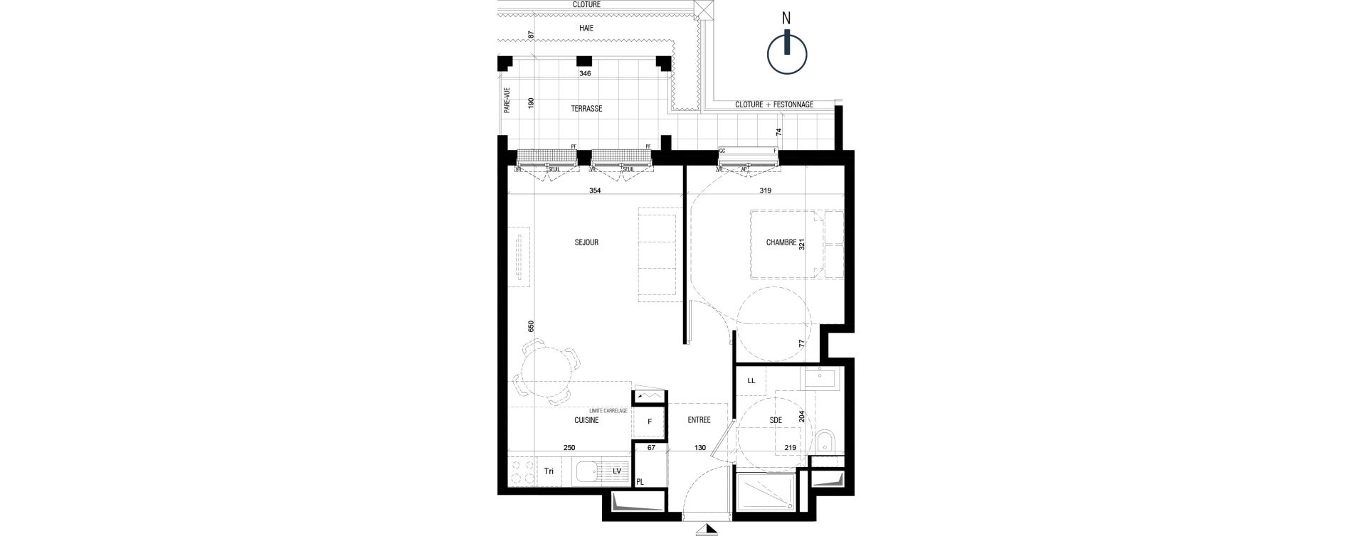 Appartement T2 de 43,40 m2 au Plessis-Robinson Ilot du ponant