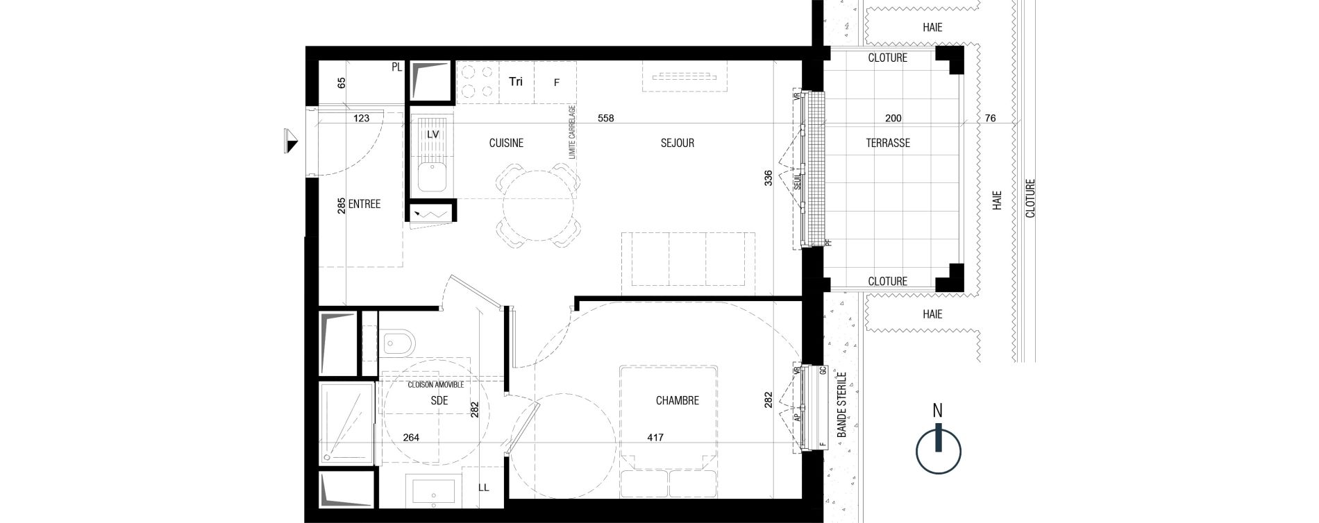 Appartement T2 de 40,50 m2 au Plessis-Robinson Ilot du ponant