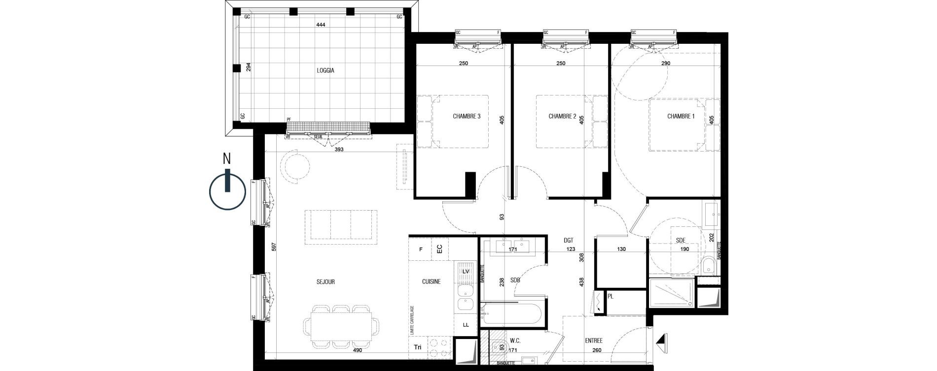 Appartement T4 de 84,90 m2 au Plessis-Robinson Ilot du ponant