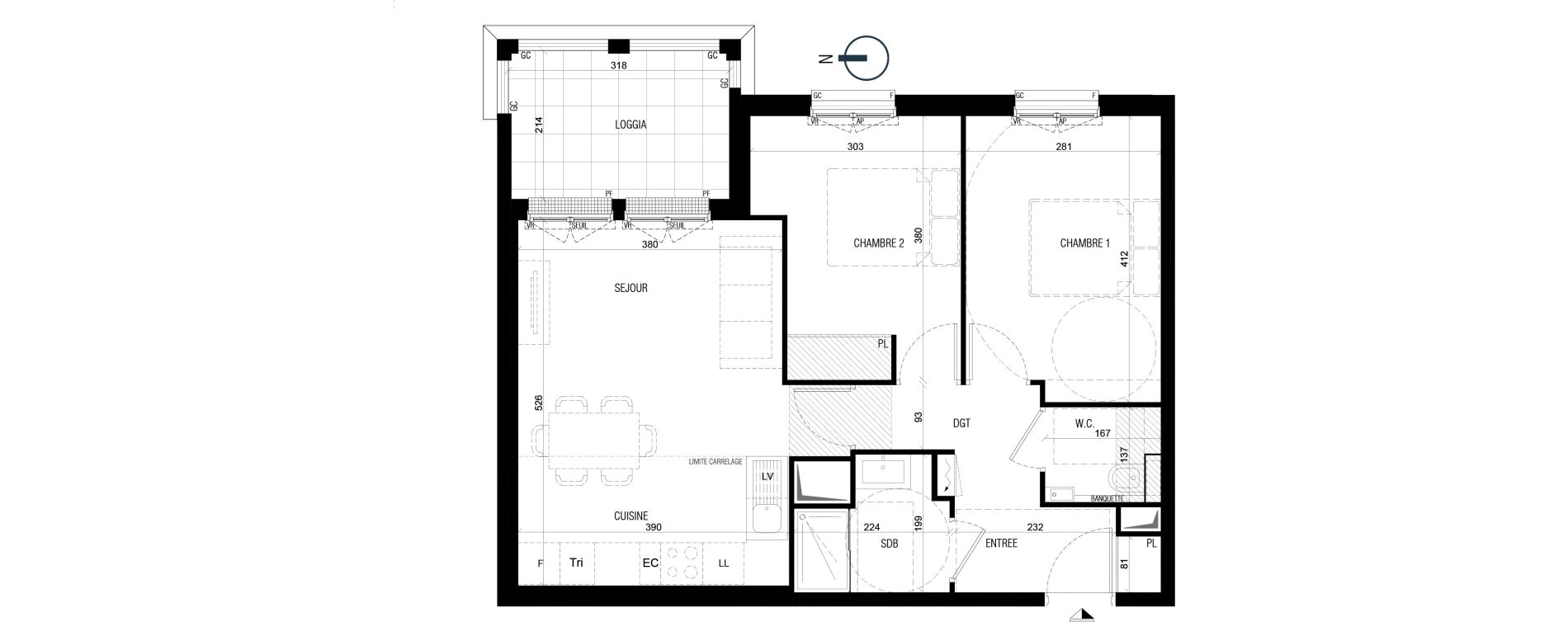 Appartement T3 de 55,20 m2 au Plessis-Robinson Ilot du ponant