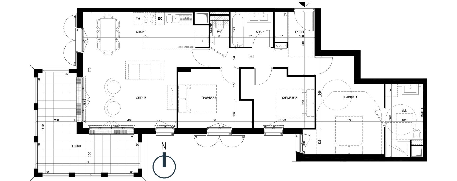 Appartement T4 de 83,10 m2 au Plessis-Robinson Ilot du ponant