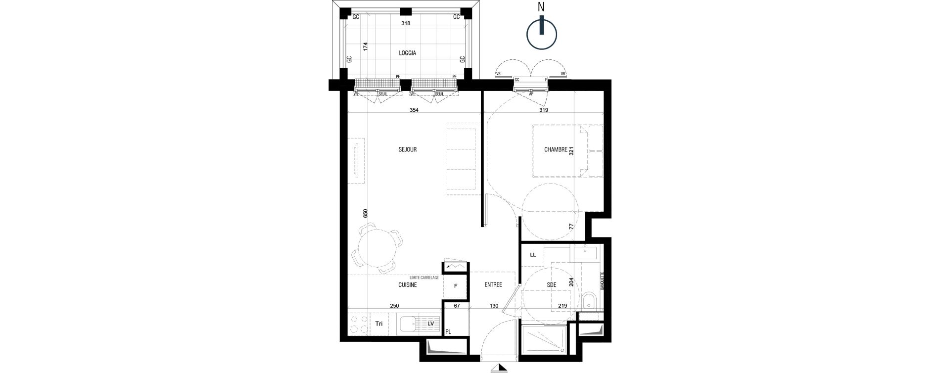 Appartement T2 de 43,40 m2 au Plessis-Robinson Ilot du ponant