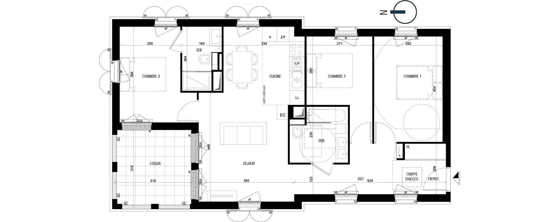 Appartement T4 de 77,40 m2 au Plessis-Robinson Ilot du ponant