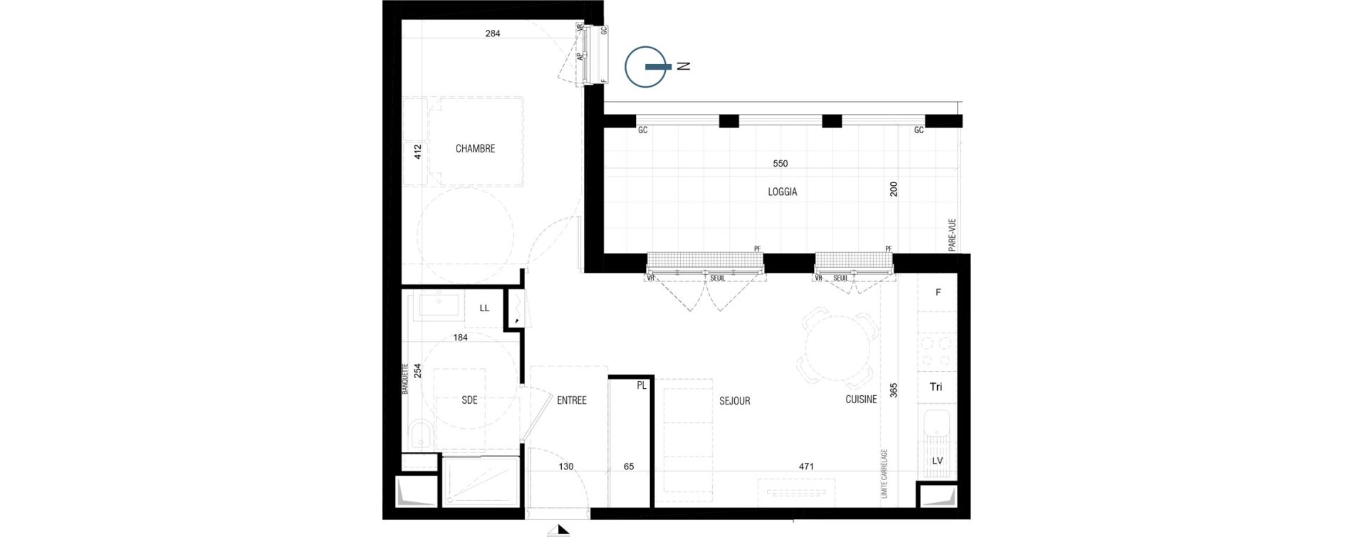 Appartement T2 de 41,10 m2 au Plessis-Robinson Ilot du ponant