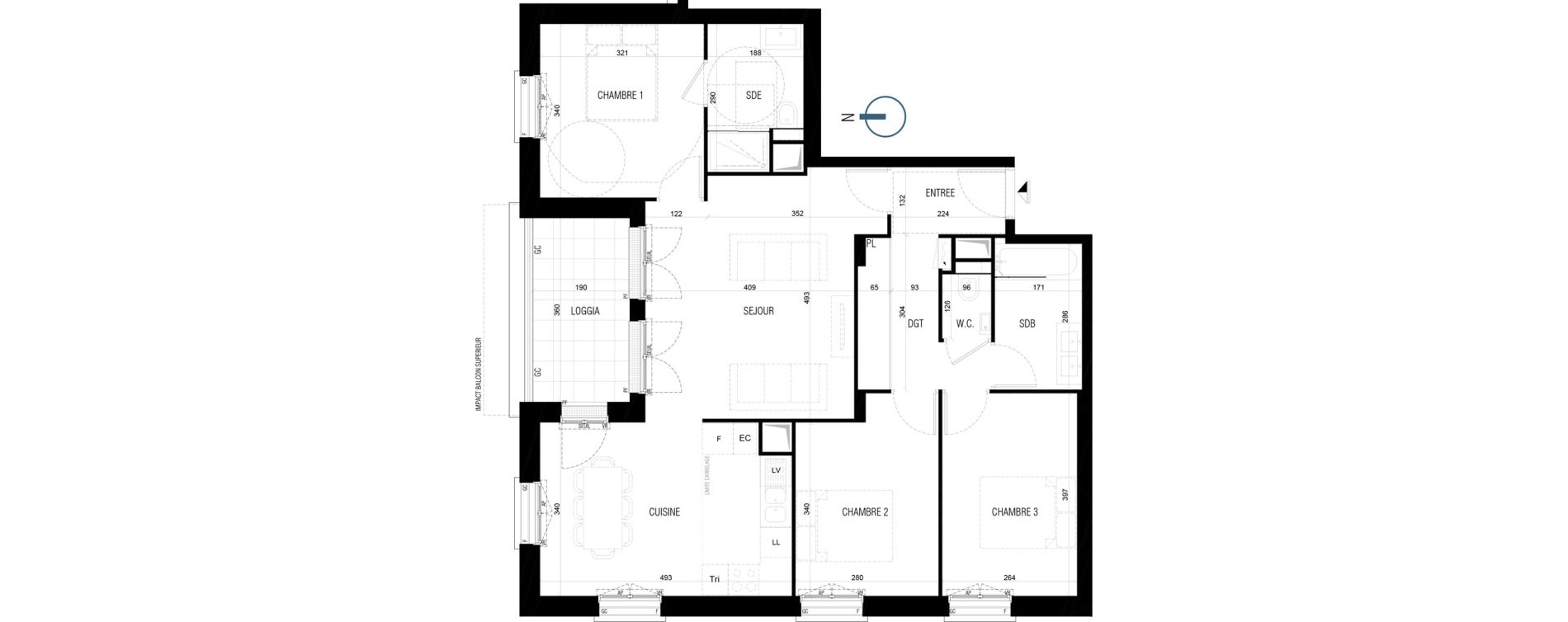 Appartement T4 de 87,60 m2 au Plessis-Robinson Ilot du ponant