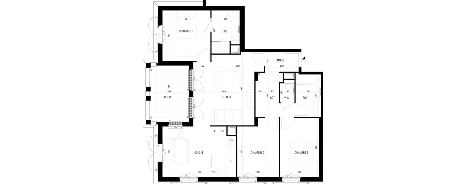 Appartement T4 de 87,40 m2 au Plessis-Robinson Ilot du ponant