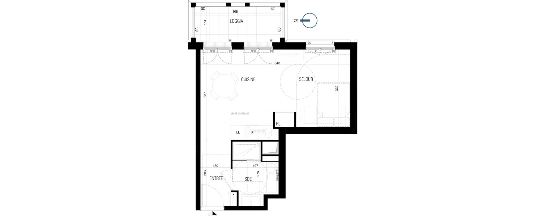 Appartement T1 de 30,90 m2 au Plessis-Robinson Ilot du ponant